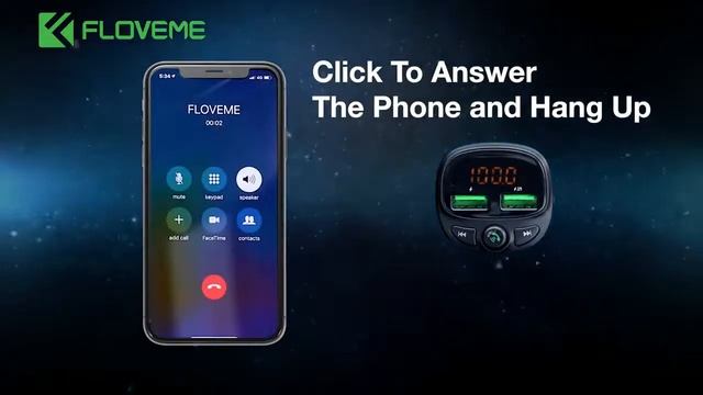 FLOVEME 3.4A Dual USB Bluetooth 5.0 & MP3 Player Micro SD Card Supported LED Display Car Charger смотреть онлайн