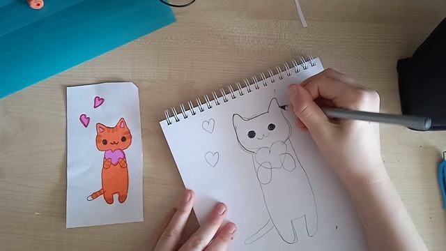 Рисуем кавайного котика акварельными маркерами. часть 1 смотреть онлайн
