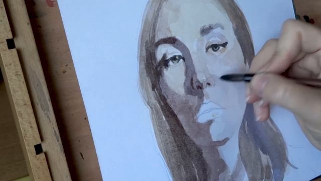 АВТОПОРТРЕТ акварелью/ Как нарисовать портрет акварелью/ Watercolor portrait/ Tutorial смотреть онлайн