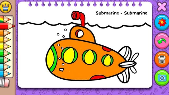 Coloring & Learn. Submarine. Раскраска и обучение. Подводная лодка. смотреть онлайн