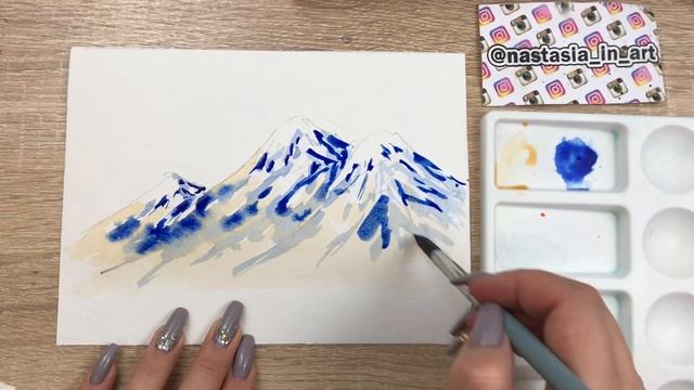 Легкий способ нарисовать горы. Урок акварели смотреть онлайн