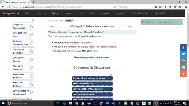 What are the core components of MongoDB package?
| javapedia.net смотреть онлайн