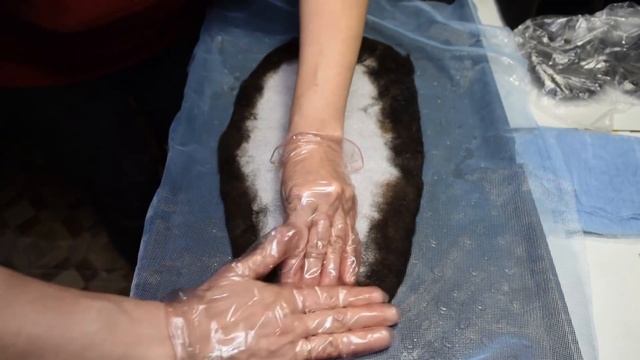 Валяние тапочек из шерсти - раскладка шерсти смотреть онлайн