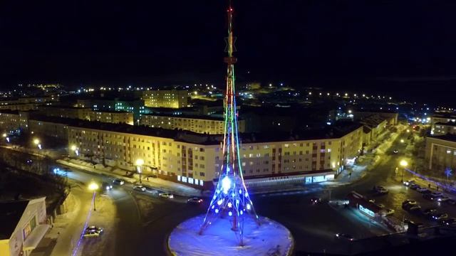 Светодиодная подсветка телебашни в городе Магадан смотреть онлайн