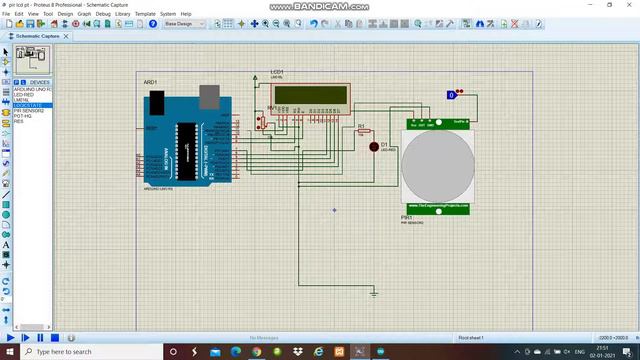 PIR Motion Detector With LCD And Arduino Board In Proteus