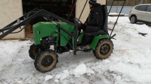 Минитрактор классика с раздаткой от нивы и куном в работе, испытание куна