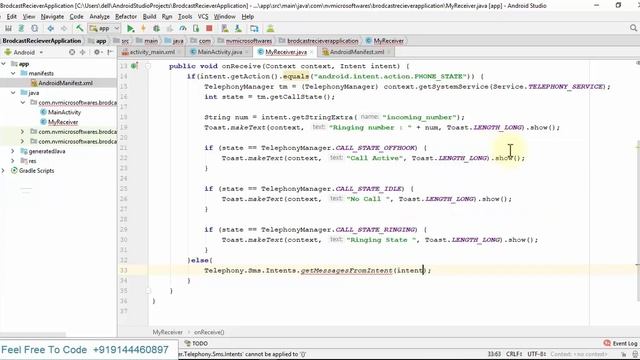 BroadcastReceiver - Sms Information - part 1 смотреть онлайн