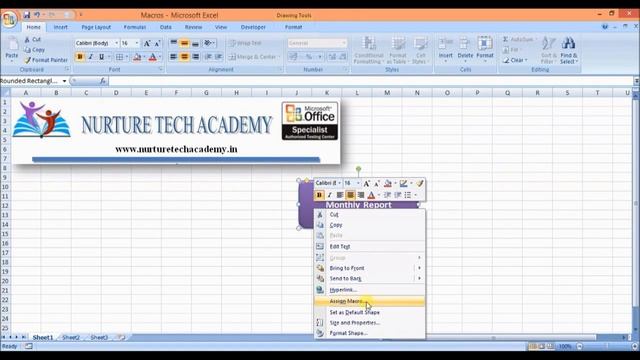 Basic Excel Macro Tutorial 7 of 9 - Assign a Macro to a Shape смотреть онлайн