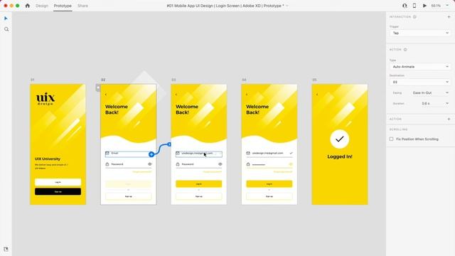 Prototype in Adobe XD of mobile app login flow смотреть онлайн