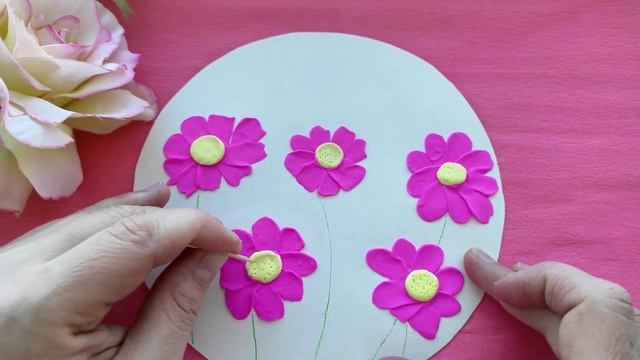 Лепим цветы из воздушного пластилина! Поделки с детьми. Flowers made of plasticine смотреть онлайн