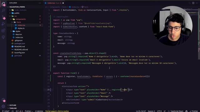 VALIDAÇÃO de FORMULÁRIOS com REACT HOOK FORM e YUP смотреть онлайн