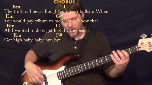 High By the Beach (Lana Del Rey) Bass Guitar Cover Lesson in D with Chords/Lyrics смотреть онлайн