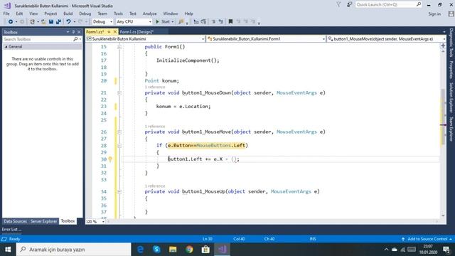 C# Sürüklenebilir Button Yapımı(Drag-Drop Buttonu)