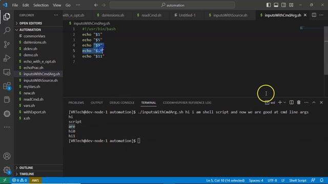 Section-5: Vidoe-10 : Command Line Arguments to provide inputs for Variables of Bash Shell Script смотреть онлайн
