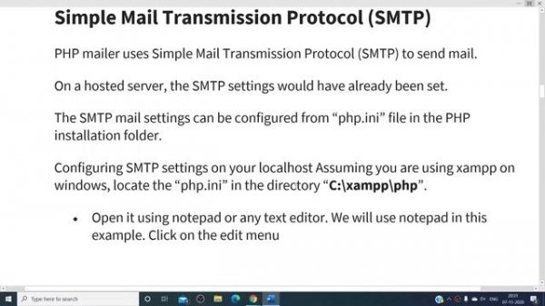 sending email||headers||reviewing smtp||php mailer||email example|how to use email function in php