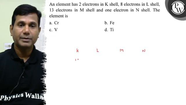 An element has 2 electrons in K shell, 8 electrons in L shell, 13 electrons in M shell and one el.. смотреть онлайн