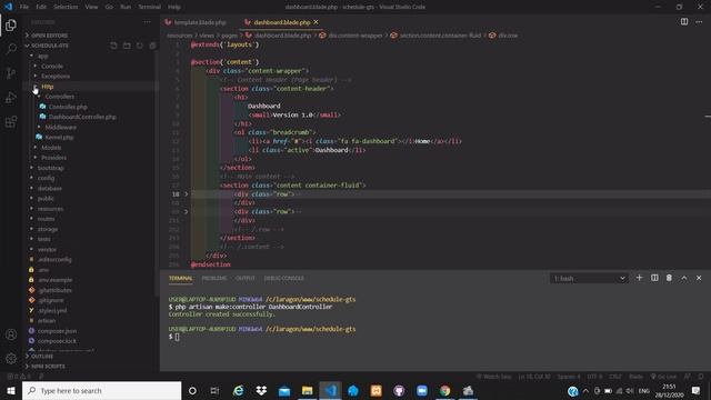 How to create a controller using terminal in Laravel 8 Part 2 смотреть онлайн