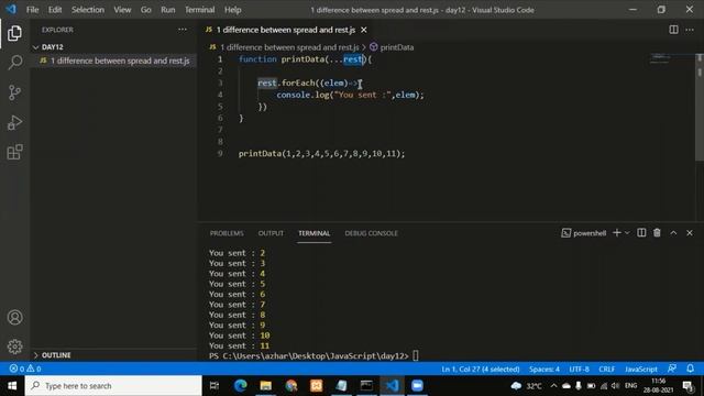 Day 12 Part 1 JavaScript difference between rest and spread operator смотреть онлайн