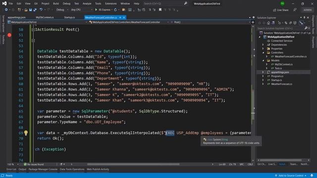 Execute or Call Stored Procedure with Table Valued Parameter using Entity Framework Core смотреть онлайн