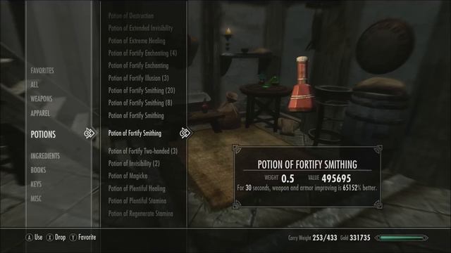 Skyrim: Creating High-level Fortify Enchanting and Blacksmithing Potions смотреть онлайн