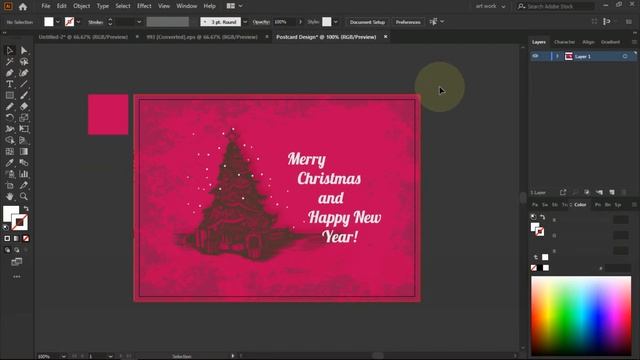 Postcard Design | create a postcard for Christmas | illustrator cc смотреть онлайн