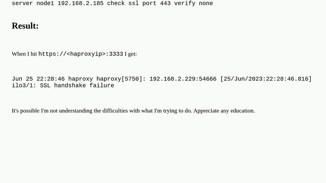How can I get haproxy to completely ignore SSL handshake errors? смотреть онлайн