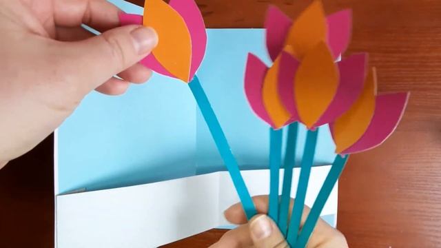 Открытка объёмная на 8 марта, открытка на 8 марта, аппликация смотреть онлайн