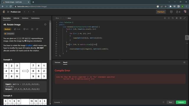 48. Rotate Image || Leetcode || C++ || TechCoder A.V смотреть онлайн