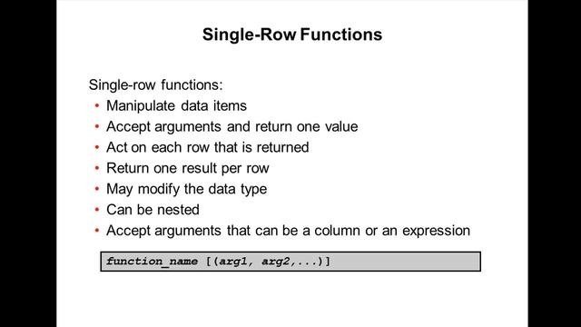 Oracle SQL Video Tutorial 14 : Single Row Functions смотреть онлайн