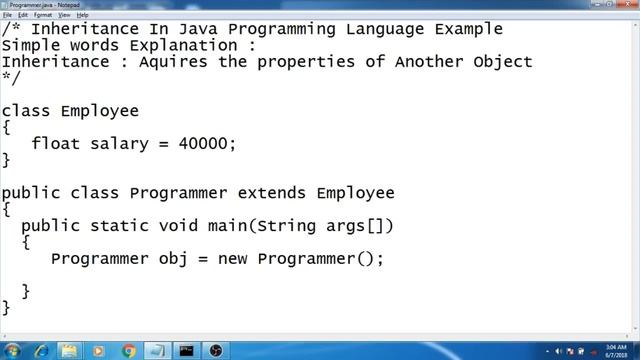Inheritance Example In Java Program смотреть онлайн