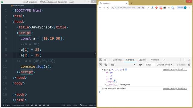 JavaScript Const Variable with Array & Objects in Hindi / Urdu смотреть онлайн