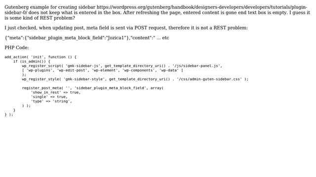 Wordpress: Gutenberg sidebar example does not update meta field in the database смотреть онлайн