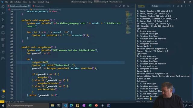 EPh Informatik – Arrays: Schülerverwaltung in Java Teil 5 - Menüführung & Benutzereingaben смотреть онлайн
