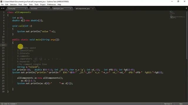 Basic components of java(literals,identifiers,keywords etc) Tut-3 смотреть онлайн