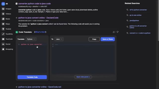 Turn PYTHON into JAVA? Code Translate on you.com смотреть онлайн