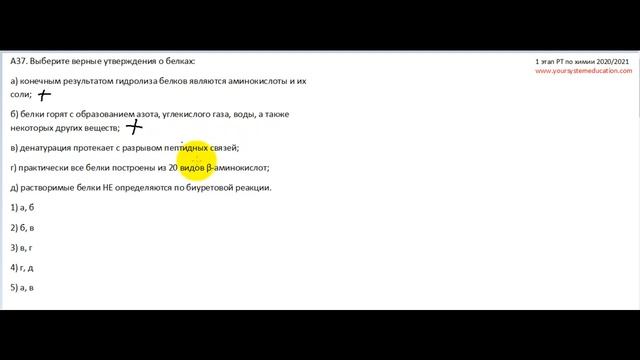 А37 РТ 20-21 этап 1. Белки. Тесты по химии смотреть онлайн