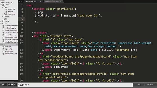 How to design sidebar of department head dashboard using PHP & MySQL | Online Budget System Part-12 смотреть онлайн