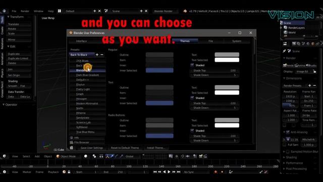 Change blender 2.79 theme | Reset your blender settings | MR. VISION смотреть онлайн