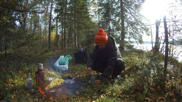 Рыбалка в Карельской глубинке с ночёвкой в Избе\Копчение рыбы в Биксе на примусе Шмель 1 смотреть онлайн