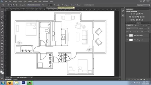 Adobe Photoshop CS6 Rendering a Floor Plan Part 2 Walls and Layers смотреть онлайн