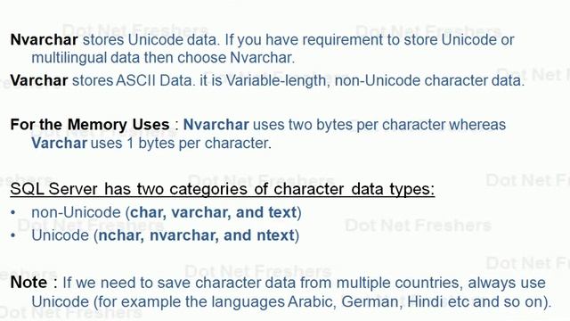 Varchar Vs nVarchar Datatype In Sql Server смотреть онлайн
