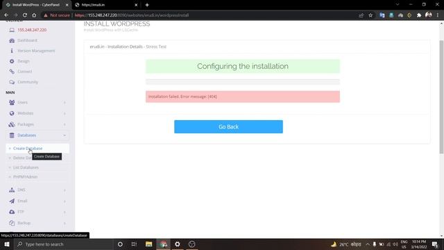 Cyberpanel Wordpress installation failed. error message 404 | Wordpress Installation failed. смотреть онлайн