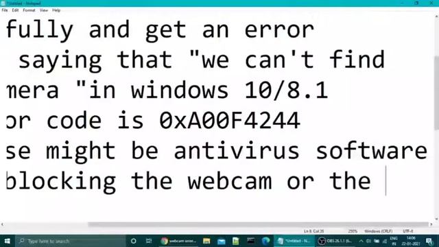 We Can't Find Your Camera - Error Code  0xA00F4244 Fixed(Webcam Error , Windows 10/8.1)