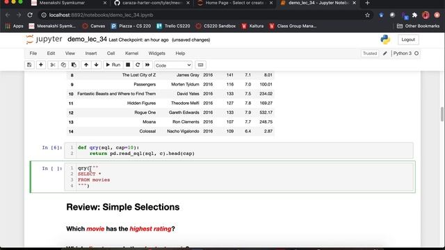[CS 220 / CS319 Fall 2020] LEC 34 Video 1: SQL clause review смотреть онлайн