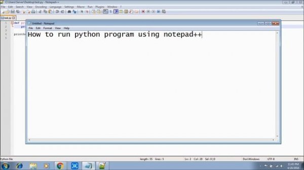 Running python script using notepad++