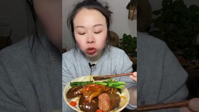 Yummy Spicy Food Mukbang: Braised Pork Belly With Ducks Feet, Sausage And Green Vegetables 😋🍆 #asmr смотреть онлайн