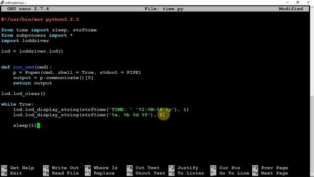 Raspberry Pi I2c 16x2 LCD Screen Showing Date And Time