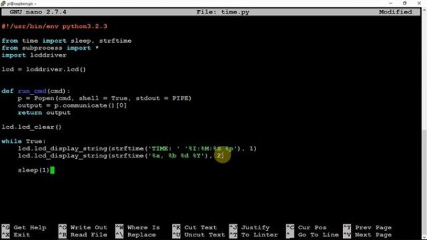 Raspberry Pi i2c 16x2 LCD Screen Showing Date And Time