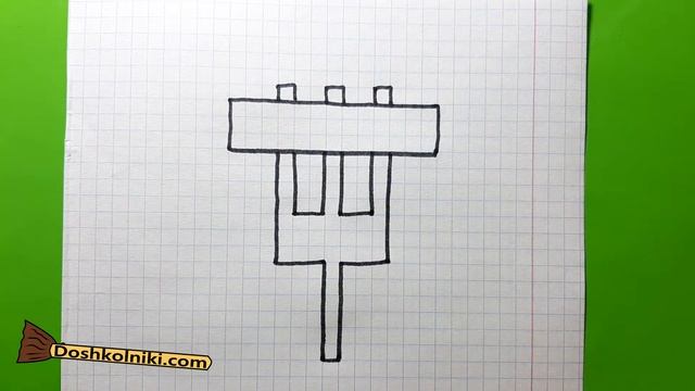 Как Рисовать Вилку с сосиской по клеточкам? ? Рисунки по клеточкам с Котом Баюном. смотреть онлайн