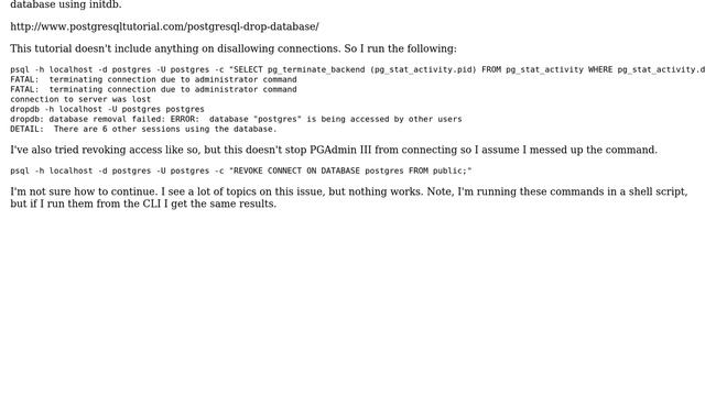 Databases: PostgreSQL Drop Database With Connected Users смотреть онлайн